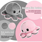 Reversible Octopus Plush Toy – Double-Sided Mood Plushie